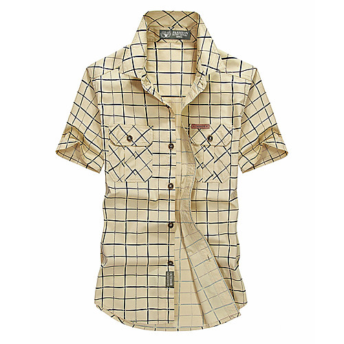 

Men's Hiking Shirt / Button Down Shirts Fishing Shirt Outdoor Quick Dry Lightweight Breathable Sweat wicking Jacket Shirt Top Fishing Climbing Running khaki Navy Blue Army Green / Short Sleeve