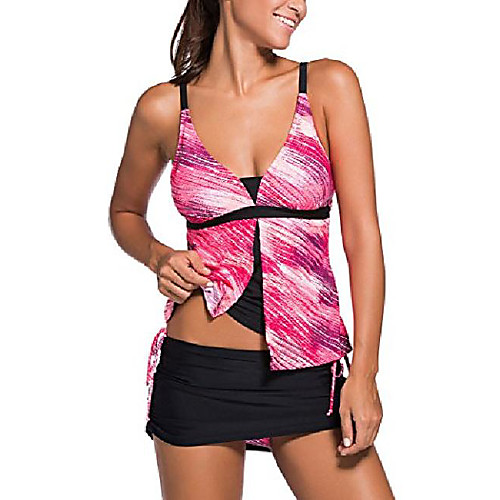 

yihuan women's summer print tankini skort bottom swimsuit rose
