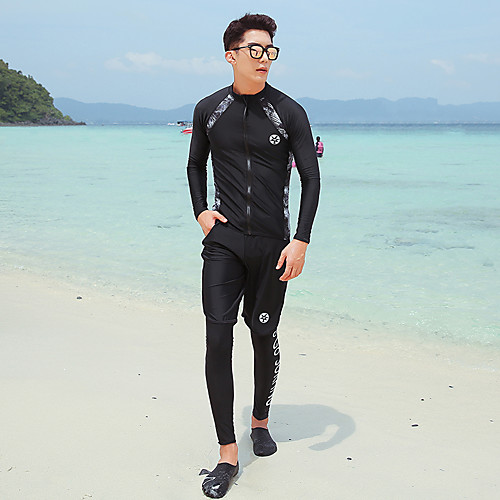 

Men's Rash Guard Dive Skin Suit Spandex Swimwear Quick Dry Breathable Long Sleeve 3-Piece - Swimming Diving Surfing Patchwork Autumn / Fall Spring Summer
