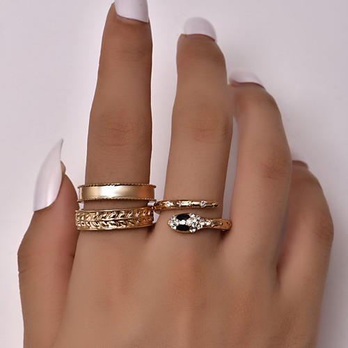 

Ring 3-Piece Gold Alloy Snake Fashion Vintage Classic 3pcs 8 / Women's / Adjustable Ring