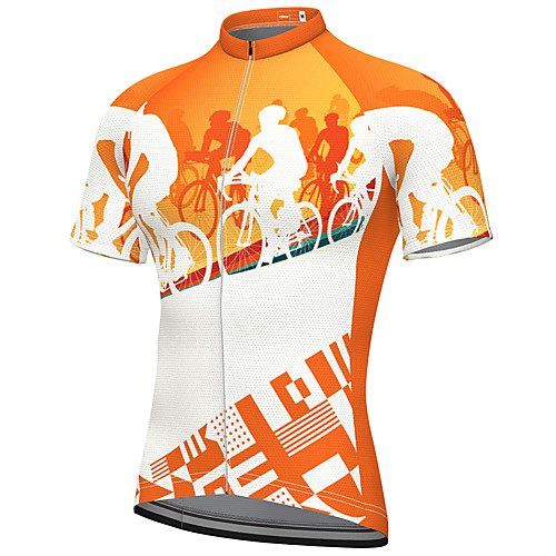 

21Grams Men's Short Sleeve Cycling Jersey Spandex Orange Bike Top Mountain Bike MTB Road Bike Cycling Breathable Quick Dry Sports Clothing Apparel / Athleisure
