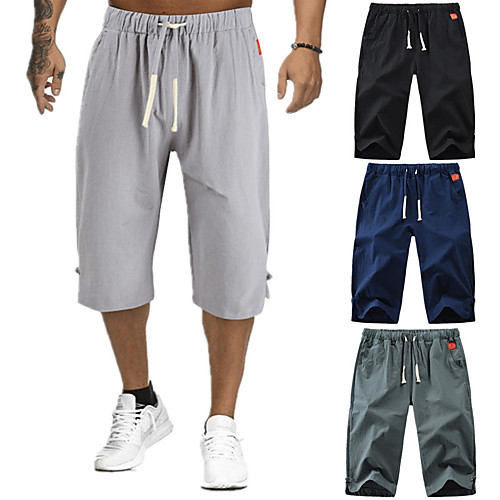 

Men's Running Capri Pants Track Pants Street Bottoms Drawstring Fitness Gym Workout Running Jogging Exercise Moisture Wicking Breathable Soft Normal Sport Solid Colored Black Dark Green Navy Blue Gray