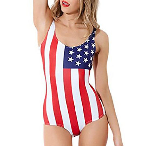 

lashaper women's patriotic american flag stars stripes swimsuit leotard, medium