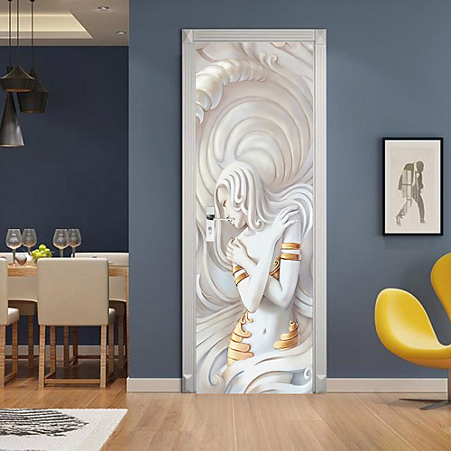

2pcs Self-adhesive Sculpture Beauty Creative Door Stickers Living Room Decoration Home Waterproof Wall Stickers