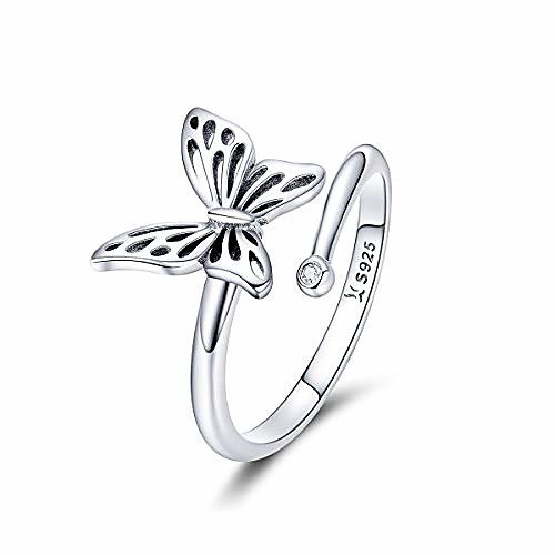 

925 sterling silver dainty butterfly expandable open cuff rings adjustable animal promise band ring for women teen girls