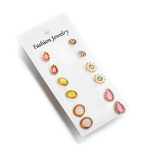 

multi-element water drop rhinestone flower stud earring earrings opal earrings multi-piece set