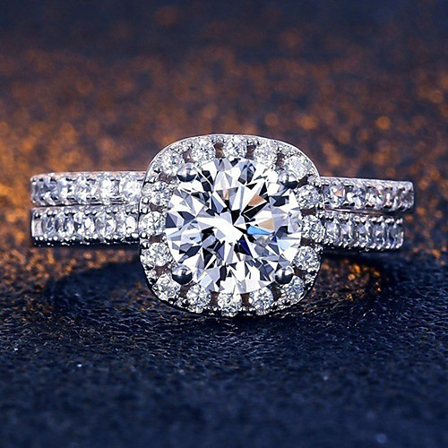 

fashion square inlaid zircon ring style popular ladies hand jewelry