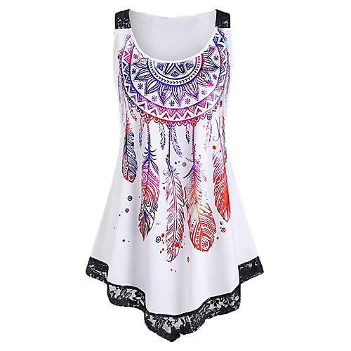 

Women's Plus Size Print Graphic Leaf Tank Top Large Size Round Neck Tops L XL 2XL Big Size