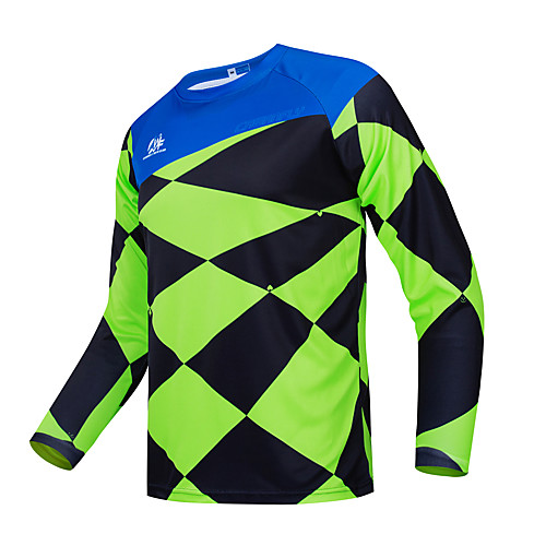

CAWANFLY Men's Long Sleeve Downhill Jersey Winter BlueGreen Novelty Funny Bike Tee Tshirt Jersey Top Mountain Bike MTB Road Bike Cycling Quick Dry Breathable Sports Clothing Apparel / Micro-elastic