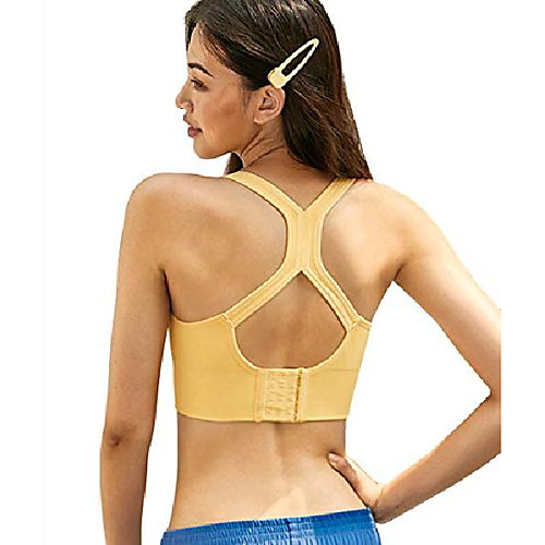 

racerback sports bras for women pull-on closure high impact yoga workout tops yellow
