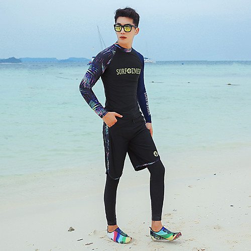 

Men's Rash Guard Dive Skin Suit Spandex Swimwear Quick Dry Breathable Long Sleeve 3-Piece - Swimming Diving Surfing Autumn / Fall Spring Summer
