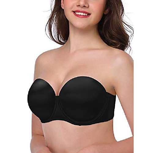 

hansca women's underwire bra contour convertible full coverage strapless bra large bust plus size (black, 36c)
