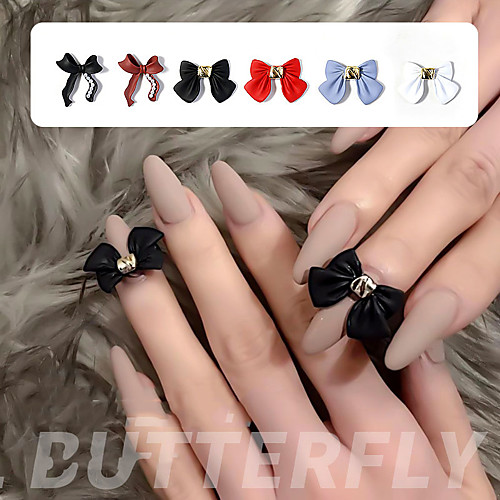 

7 Pcs/set Nail Decoration Set Bow-knot Ornaments Frosted Alloy Three-dimensional Finished Ins Nail Stickers Japanese Nail Art