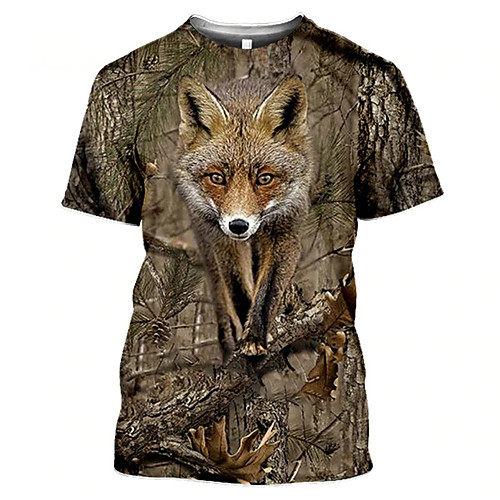 

Men's Camouflage Hunting Tee 3D T Shirt Pheasant Print Fox Wild Boar Runs Short Sleeve Outdoor Summer Breathability Wearable Quick Dry Soft Top Cotton Polyester