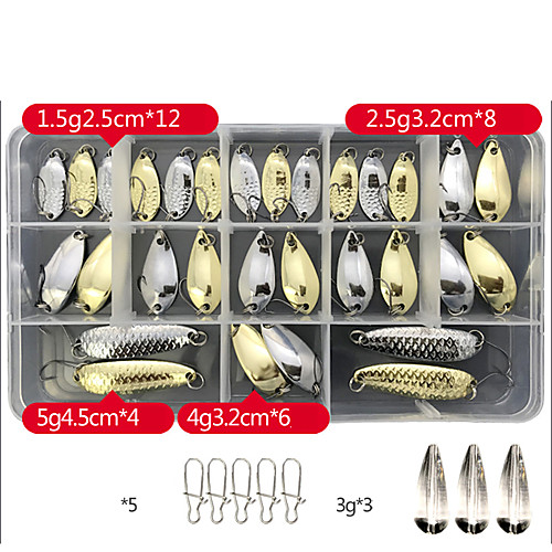 

30 pcs Lure kit Fishing Lures Spoons Bass Trout Pike Lure Fishing