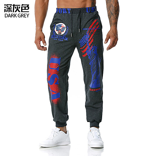 

Men's Sweatpants Sports Sports Casual Leisure Sports Pants Sweatpants Pants Graphic Prints Full Length Black Blue Dark Gray