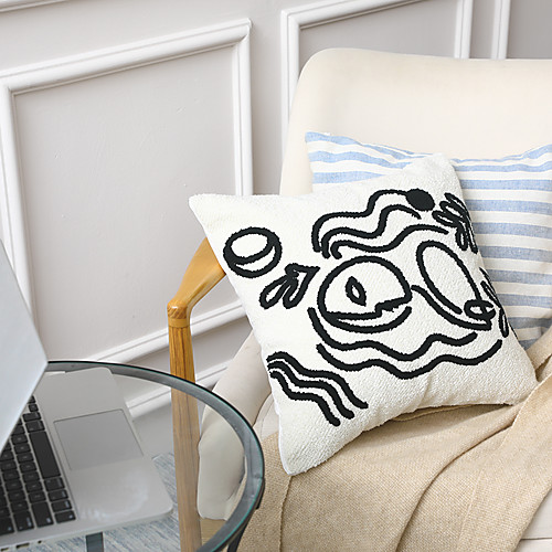 

Pillow Case Art Martial Abstract Series Cotton Towel Embroidery Pillow Case Modern Sample Room Cushion Cover