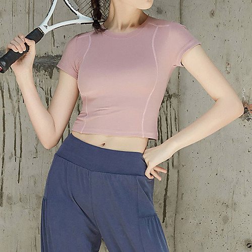 

Women's Crop Top Tee / T-shirt Crop Top Crew Neck Spandex Sport Athleisure T Shirt Top Short Sleeves Quick Dry Breathable Soft Comfortable Everyday Use Casual Daily Outdoor