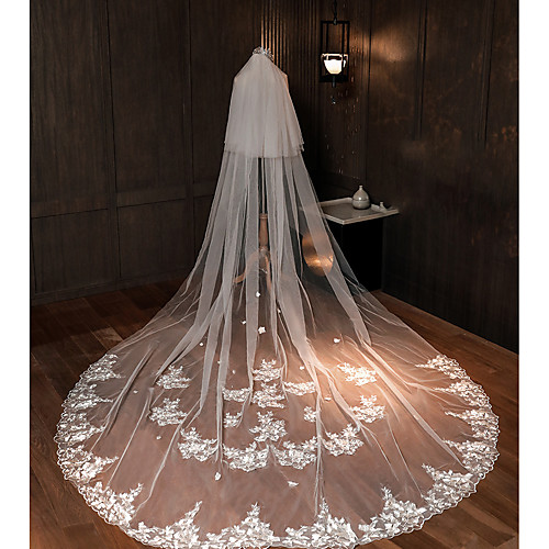 

One-tier Classic Wedding Veil Chapel Veils with Solid 118.11 in (300cm) Tulle