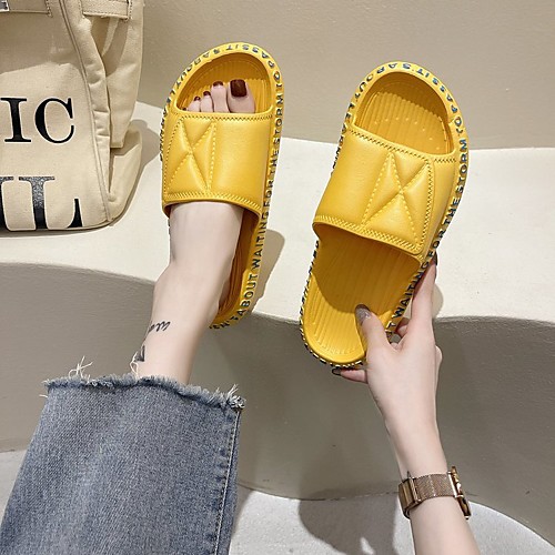 

Women's Sandals Flat Heel Round Toe PU Solid Colored Black Yellow Orange