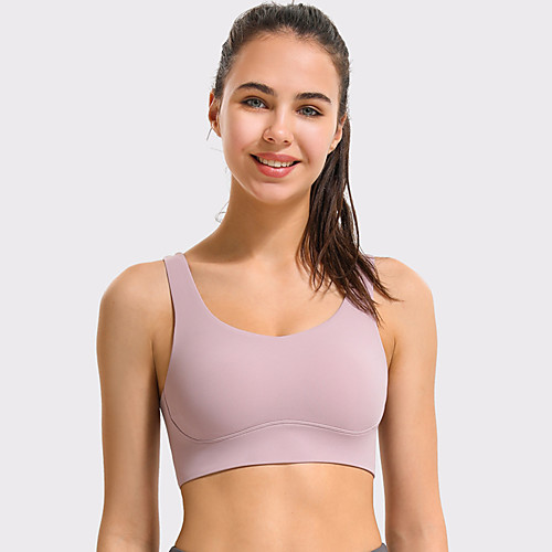 

Women's Sports Bra Bra Top Wirefree Nylon Elastane Yoga Fitness Gym Workout Breathable Soft Padded Medium Support Black Purple Green Beige Solid Colored / Stretchy / Athletic / Athleisure