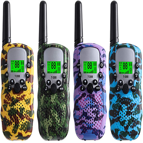 

Walkie Talkies for Kids Pack of 4, Long Range 3 Miles in Open Fields, Portable Handheld 22 Channels 2 Way Radio (No Battery, Camouflage)