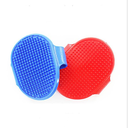 

Dog Cat Pets Cleaning Plastic & Metal Brush Soft Rubber Bristles Pet Grooming Supplies Red Blue 1 Piece