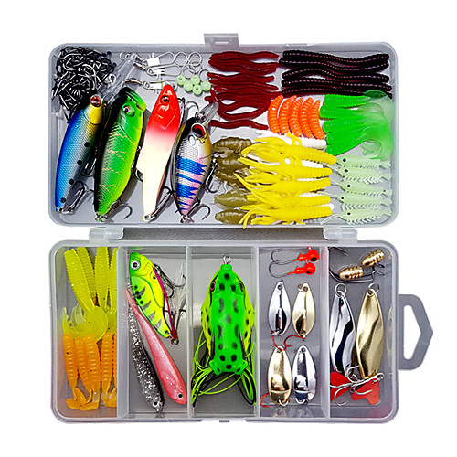 

109 pcs Lure kit Fishing Lures Hard Bait Soft Bait Spoons Minnow Pencil Popper Vibration / VIB lifelike 3D Eyes Bass Trout Pike Sea Fishing Lure Fishing Freshwater and Saltwater