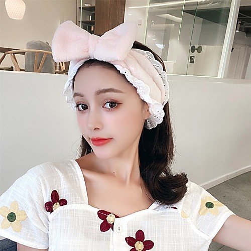 

super fairy korea cute wide-brimmed lace female face wash net red headband simple bow knot remover makeup headband