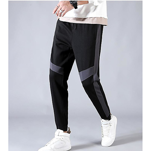 

Men's Chino Chinos Pants Color Block Full Length Black
