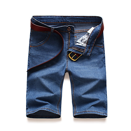 

Men's Simple Basic Breathable Outdoor Casual Daily Jeans Shorts Pants Solid Color Knee Length Classic Deep Blue Light Blue