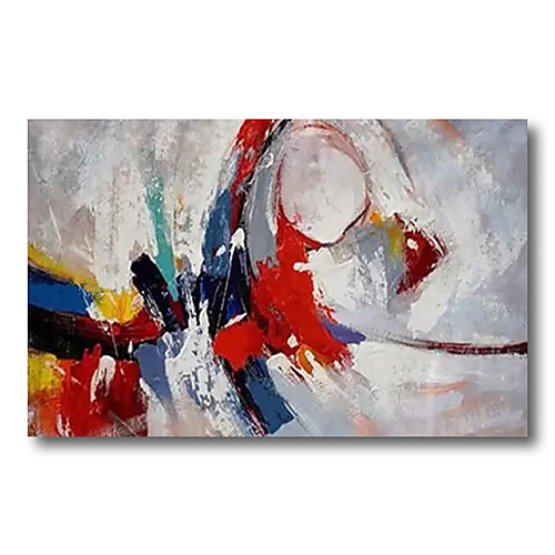 

Stretched Oil Painting Hand Painted Canvas Abstract Comtemporary Modern High Quality Blue Red Ready to Hang