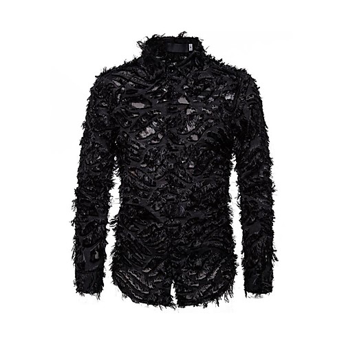 

Men's Shirt 3D Print Graphic Long Sleeve Daily Tops Basic Punk & Gothic White Black