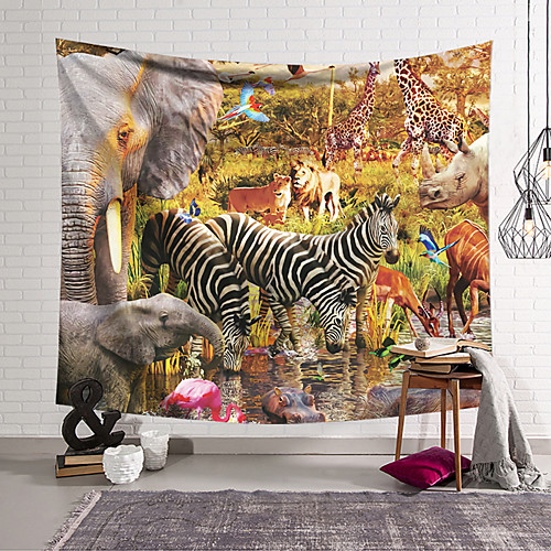 

Wall Tapestry Art Decor Blanket Curtain Hanging Home Bedroom Living Room Decoration Polyester Animal World