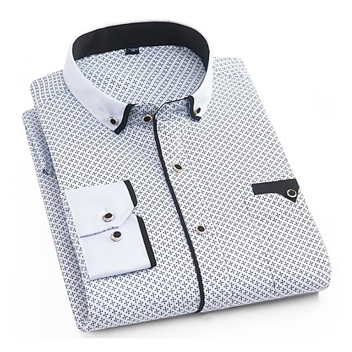 

Men's Shirt Other Prints Polka Dot Long Sleeve Daily Tops Business Basic White Black Wine