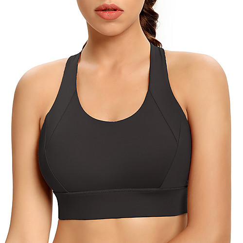 

Women's Sports Bra Running Bra Removable Pad Nylon Yoga Fitness Adjustable Breathable Soft Padded Light Support Black Purple Light Purple Pink Green Light Pink Solid Colored / Micro-elastic