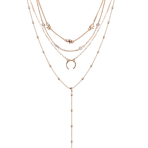 

bohemian style moon bead pendant multi-layer jewelry