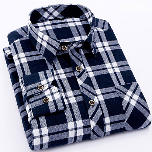 

Men's Shirt Other Prints Plaid Long Sleeve Daily Tops Business Basic Black Blue Red