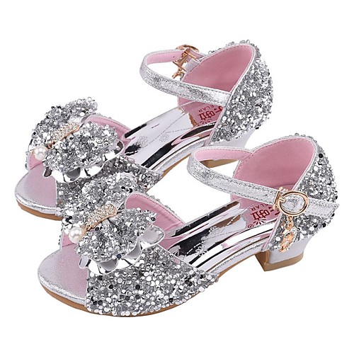 

Girls' Princess Shoes Sandals Mary Jane Flower Shoes Comfort Synthetics Little Kids(4-7ys) Daily Rhinestone Pink Silver Summer