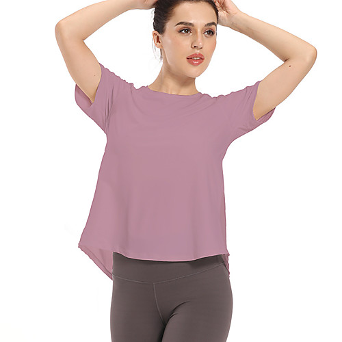 

Women's Short Sleeve Running Shirt Tee Tshirt Top Athletic Athleisure Summer Nylon Moisture Wicking Quick Dry Breathable Yoga Fitness Gym Workout Running Training Sportswear Solid Colored Normal