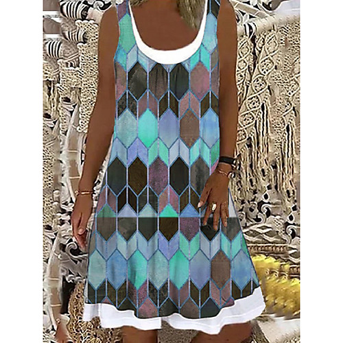 

2021 european and american cross-border amazon wish foreign trade women's loose fashion digital printing casual dress 9114