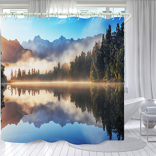 

Great Smoky Mountains Digital Printing Shower Curtain Shower Curtains Hooks Modern Polyester New Design