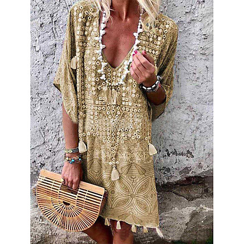 

amazon cross-border hot style 2020 new bohemian v-neck print dress cy-205