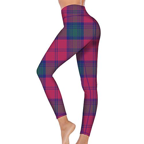 

21Grams Women's High Waist Yoga Pants Cropped Leggings Tummy Control Butt Lift Breathable Red / Green Fitness Gym Workout Running Sports Activewear High Elasticity