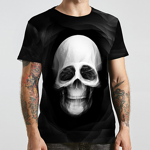 

Men's Unisex Tee T shirt 3D Print Graphic Prints Skull Plus Size Print Short Sleeve Casual Tops Fashion Designer Big and Tall Black