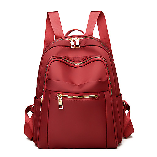 

Women's Oxford Cloth Commuter Backpack Large Capacity Zipper Daily Black Red