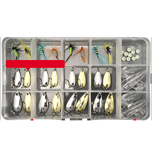 

40 pcs Lure kit Fishing Lures Spoons Flies Floating Sinking Bass Trout Pike Lure Fishing Freshwater and Saltwater