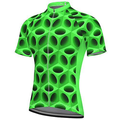 

21Grams Men's Short Sleeve Cycling Jersey Spandex Green 3D Bike Top Mountain Bike MTB Road Bike Cycling Breathable Quick Dry Sports Clothing Apparel / Athleisure
