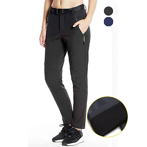 

Women's Hiking Pants Trousers Softshell Pants Solid Color Winter Outdoor Waterproof Windproof Fleece Lining Breathable Pants / Trousers Bottoms Black Dark Navy Hunting Ski / Snowboard Fishing M L XL