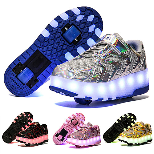 

Boys' Girls' Sneakers Light Up Shoes USB Charging LED Shoes PU Big Kids(7years ) Daily Walking Shoes Black Blue Pink Spring